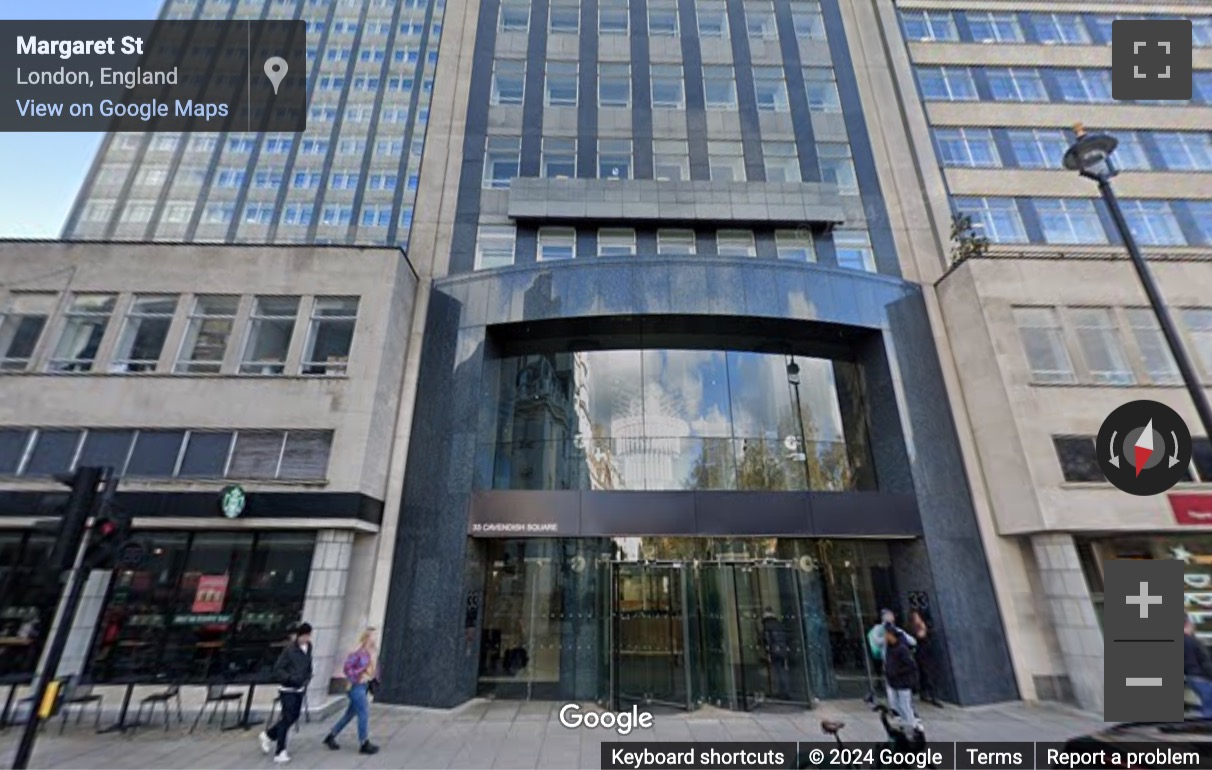 Street View image of 33 Cavendish Square, Central London, W1G, UK