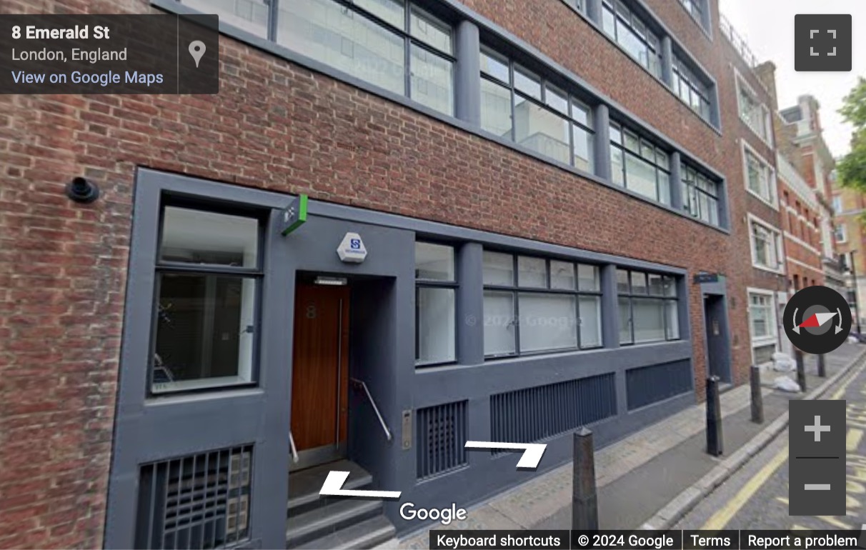 Street View image of 6-8 Emerald Street, Central London, WC1N, UK