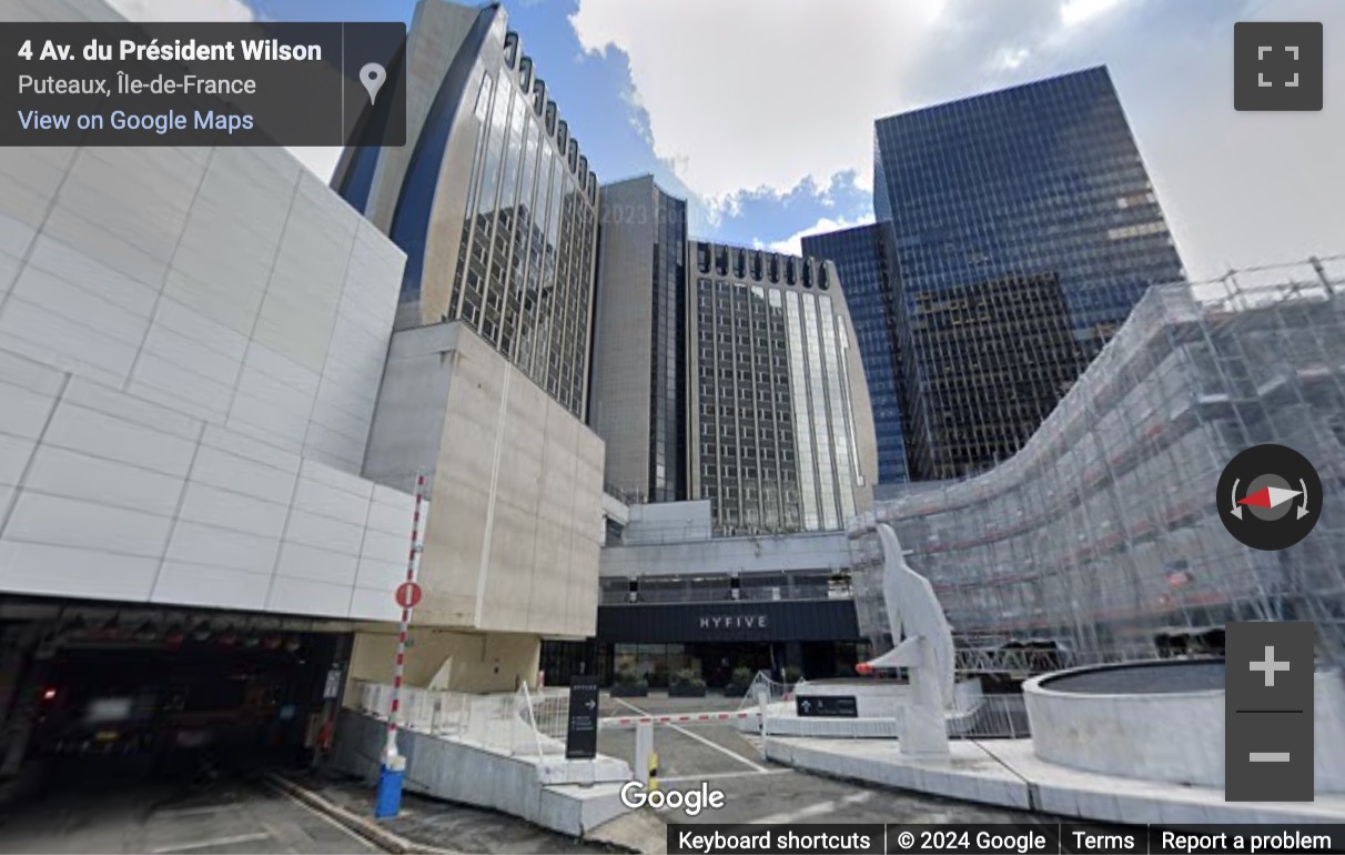 Street View image of 1 Avenue Du Président Wilson, Tour HYFIVE (Tour PB5), La Défense, Puteaux