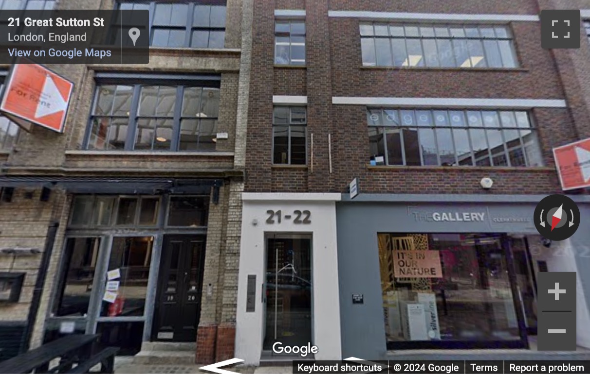 Street View image of 21-22 Great Sutton Street, Central London, EC1V, UK