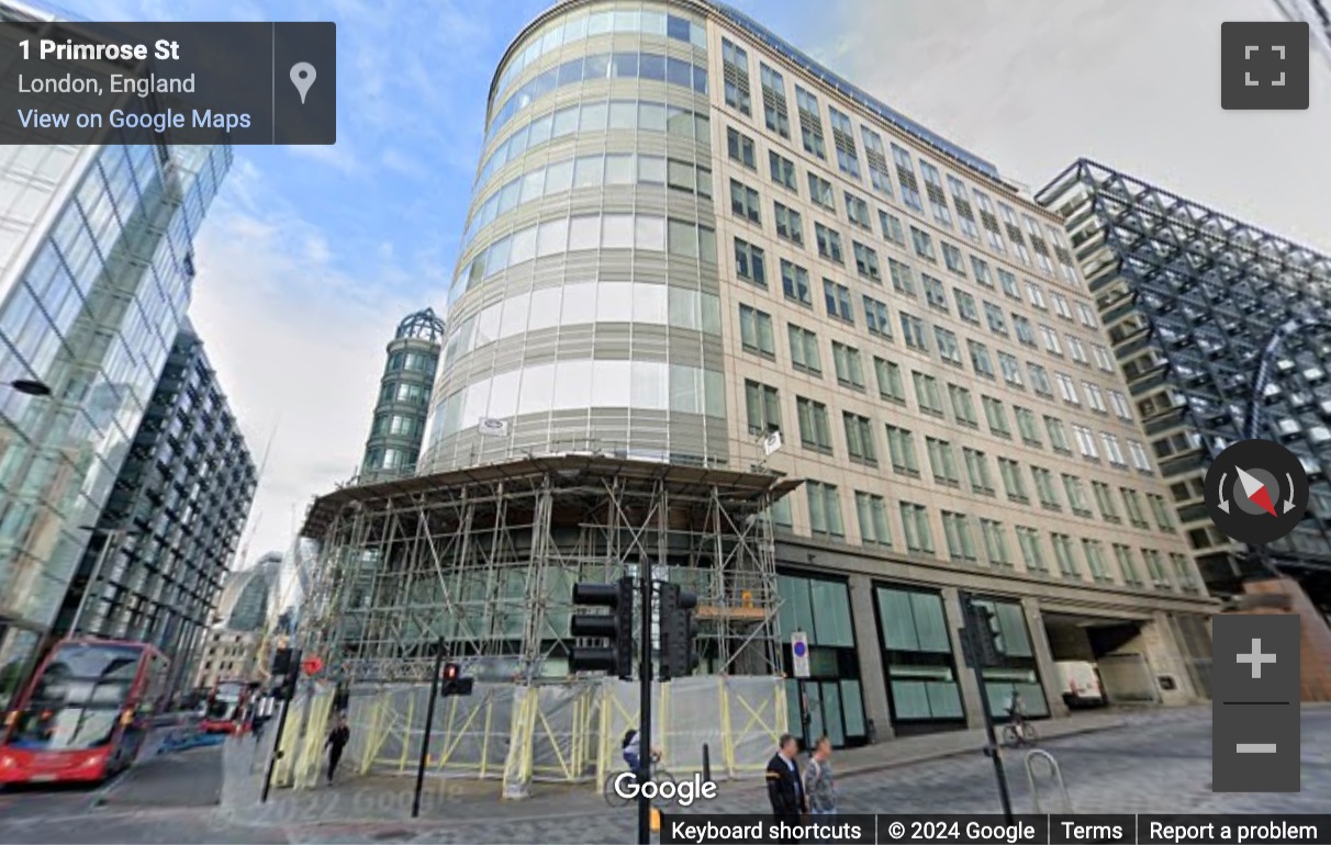 Street View image of 199 Bishopsgate, 1 Primrose Street, Central London, EC2A, UK