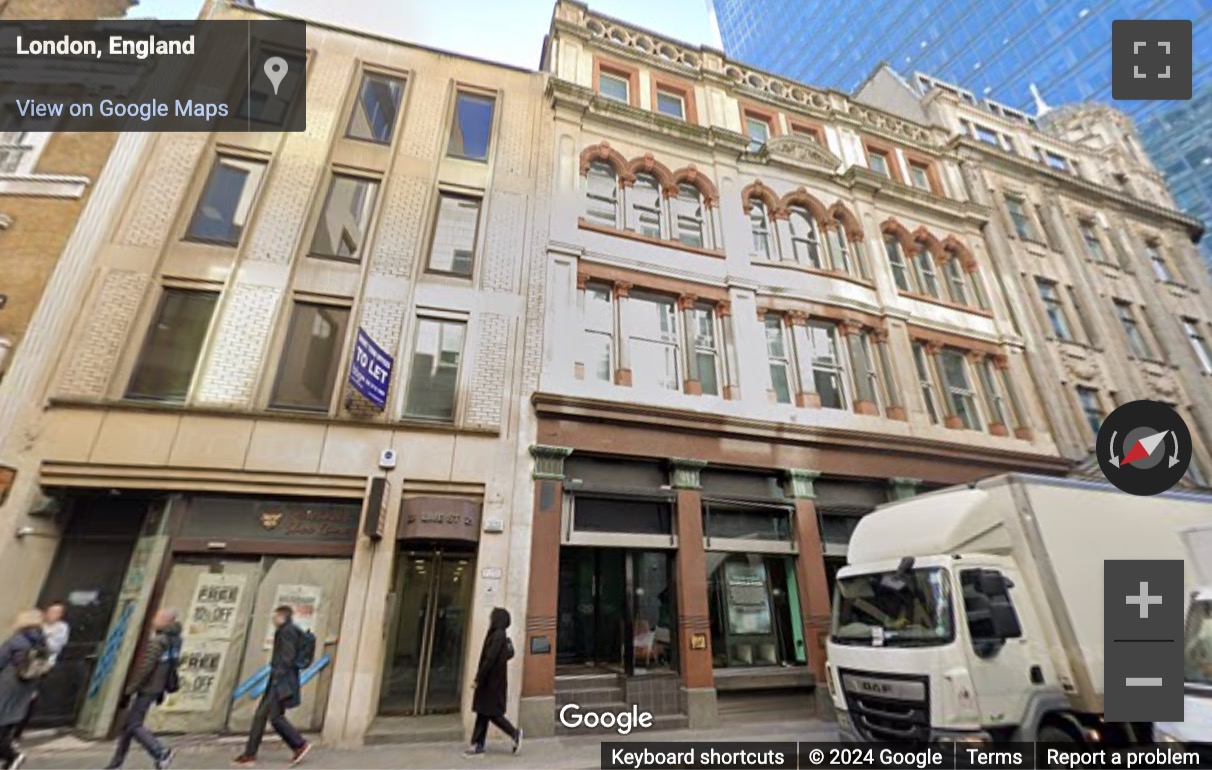 Street View image of 24 Lime Street, Central London, EC3M, UK