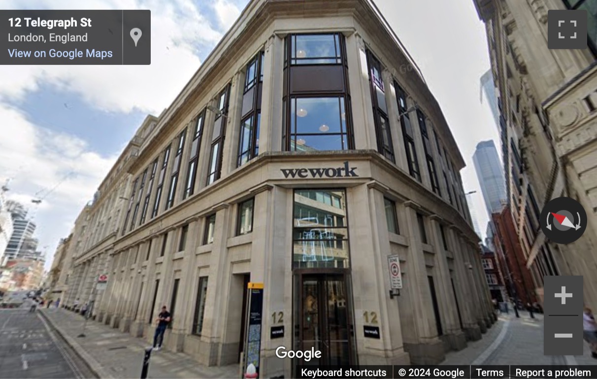 Street View image of 12 Moorgate, Central London, EC2R, UK