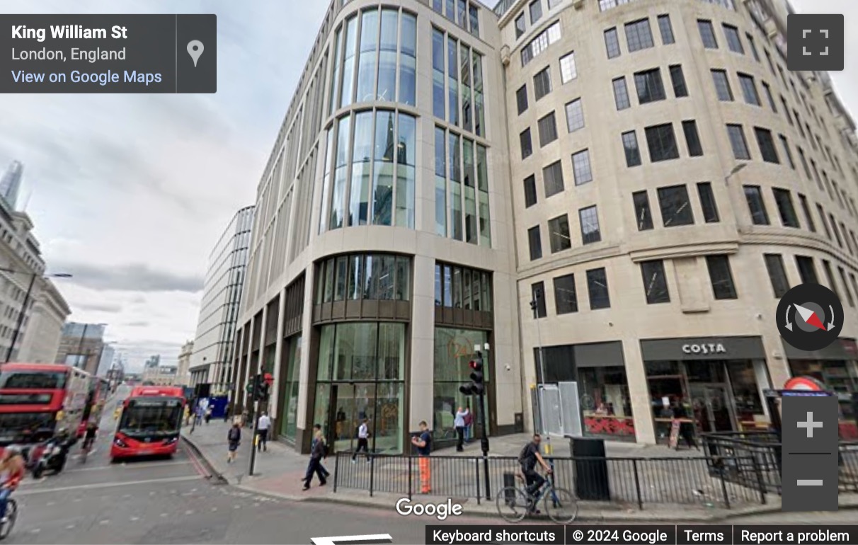 Street View image of 24 King William Street, Central London, EC4R, UK