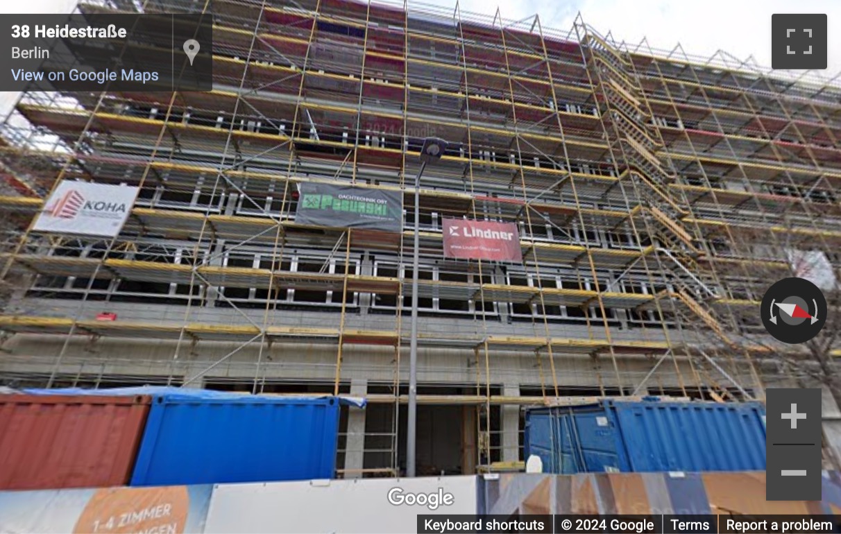 Street View image of Heidestraße 34, Beyond Quartier Heidestrasse, Berlin, Brandenburg