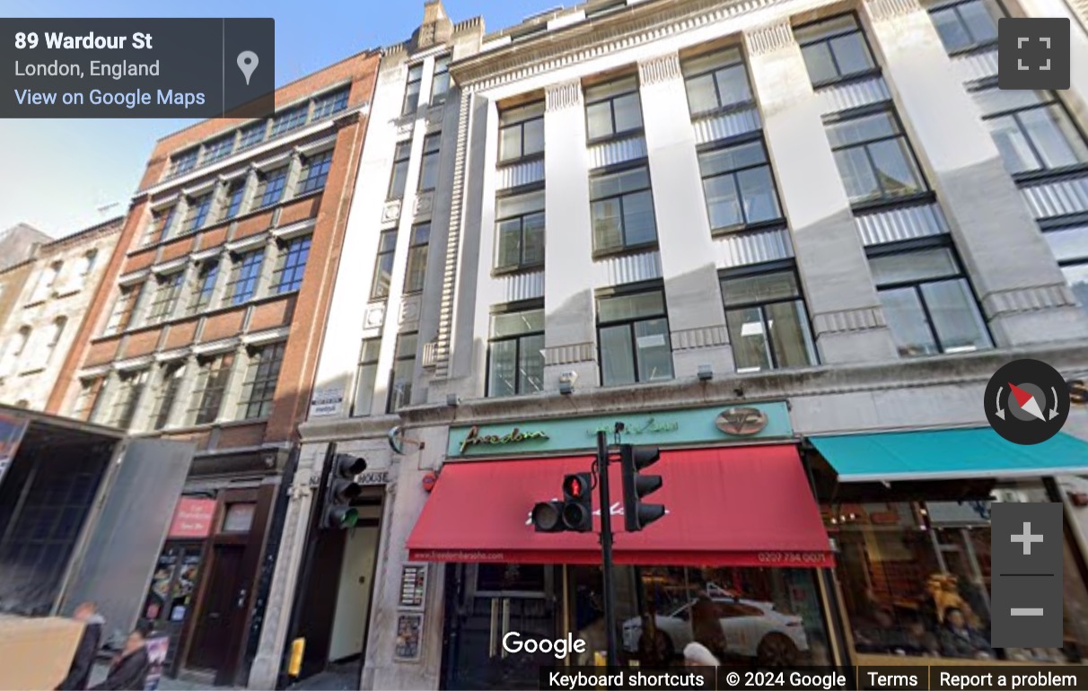 Street View image of 60-66 Wardour Street, National House, Central London, W1F, UK