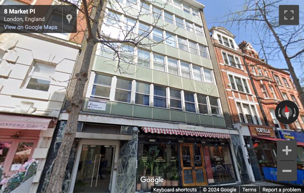 Street View image of 7-8 Market Place, Central London, W1W, UK