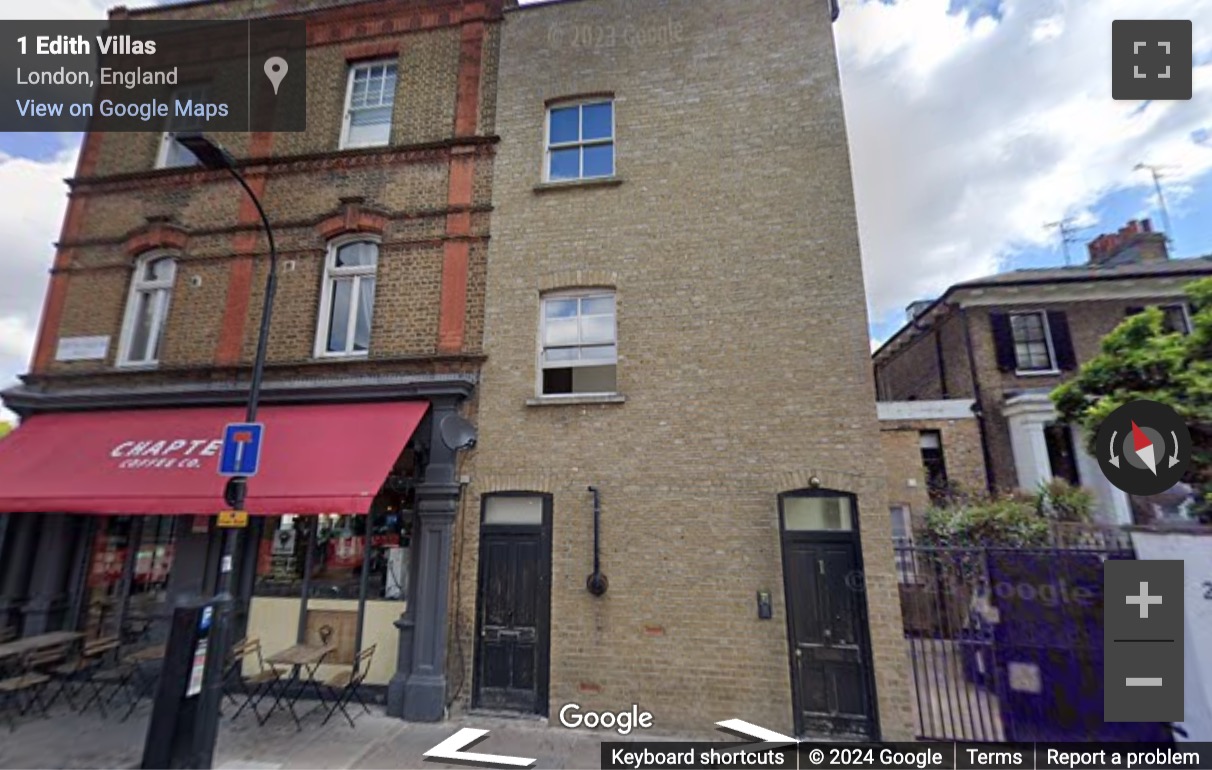 Street View image of 123 Disraeli Road and 1a Edith Villas, Central London, SW15