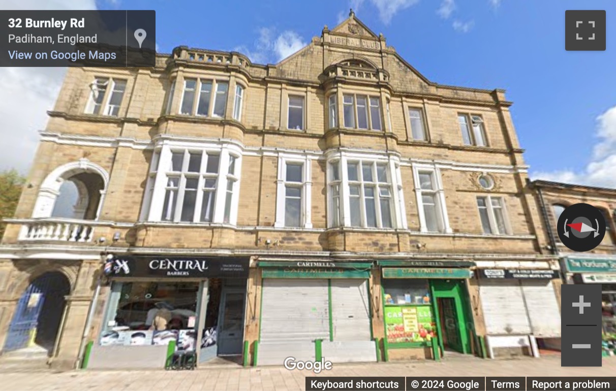 Street View image of 57- 65 Burnley Road, Padiham, Lancashire