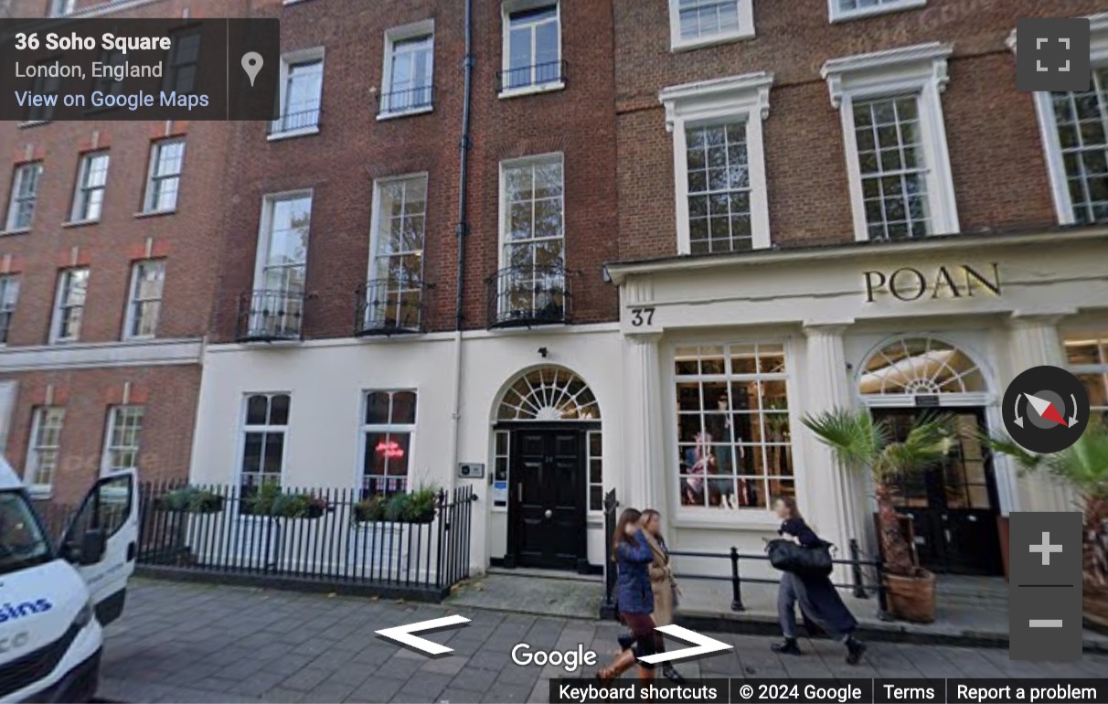 Street View image of 36 Soho Square, Central London, W1D, UK