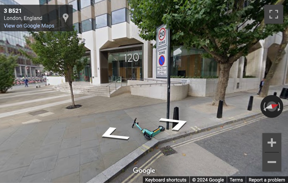 Street View image of 120 Holborn, Holborn, Central London, EC1N, UK