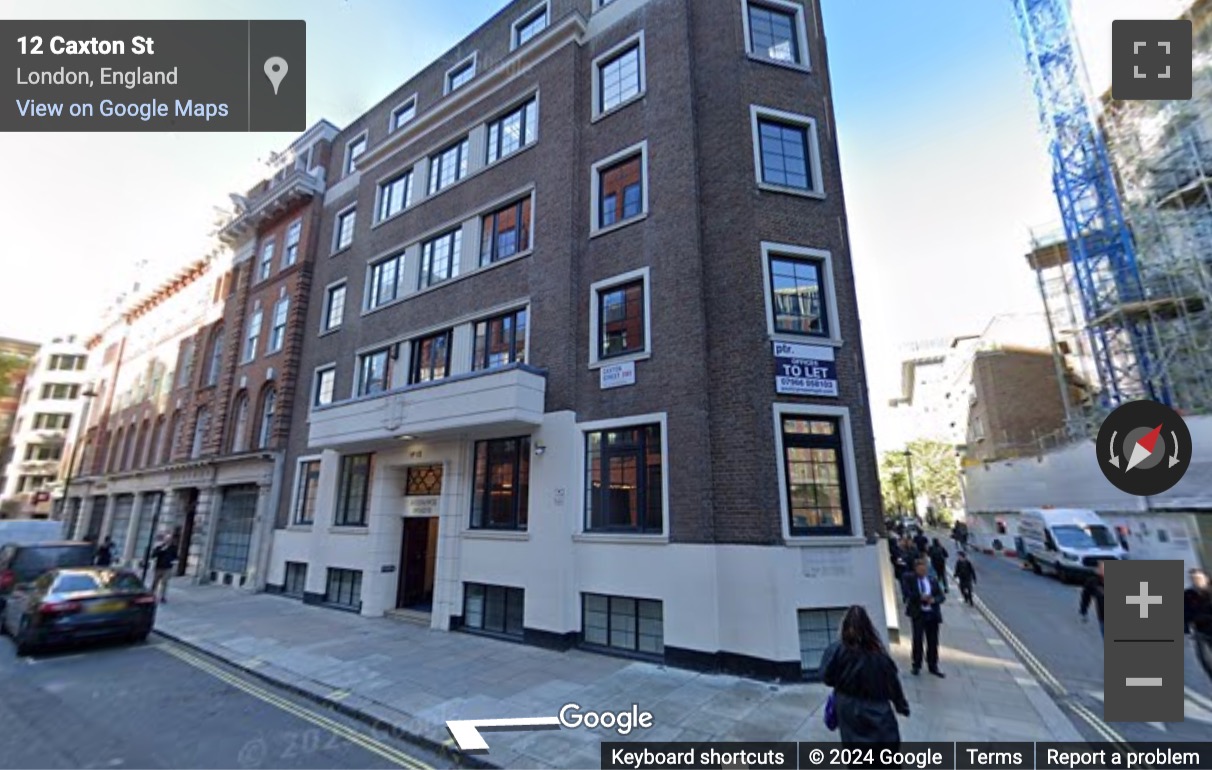 Street View image of 12 Caxton Steet, Central London, SW1H, UK