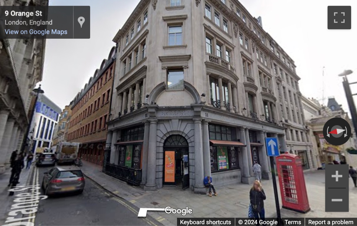 Street View image of 11 Haymarket Street, St James, Central London, SW1Y, UK