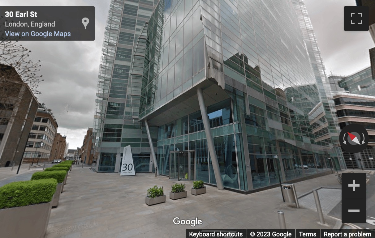 Street View image of 30 Crown Place, City of London, EC2A