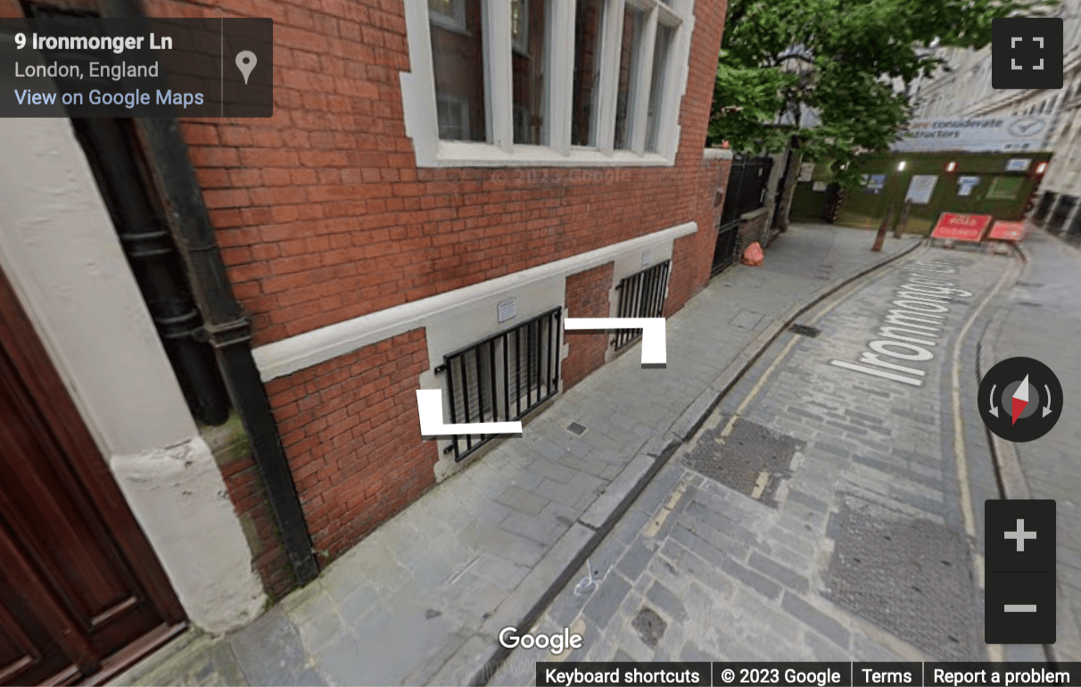 Street View image of Ironmonger Executive Offices, 10 Ironmonger Lane, Central London, EC2V