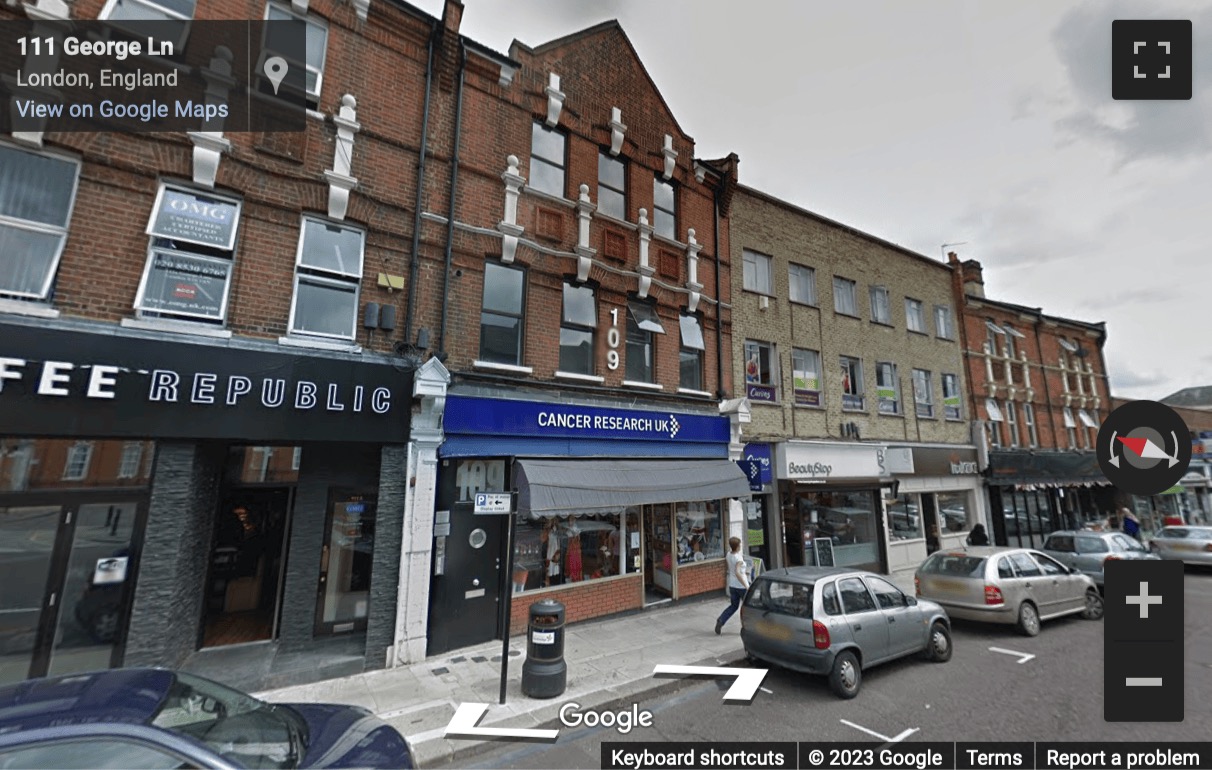 Street View image of 109 George Lane, South Woodford, North East London, E18, UK