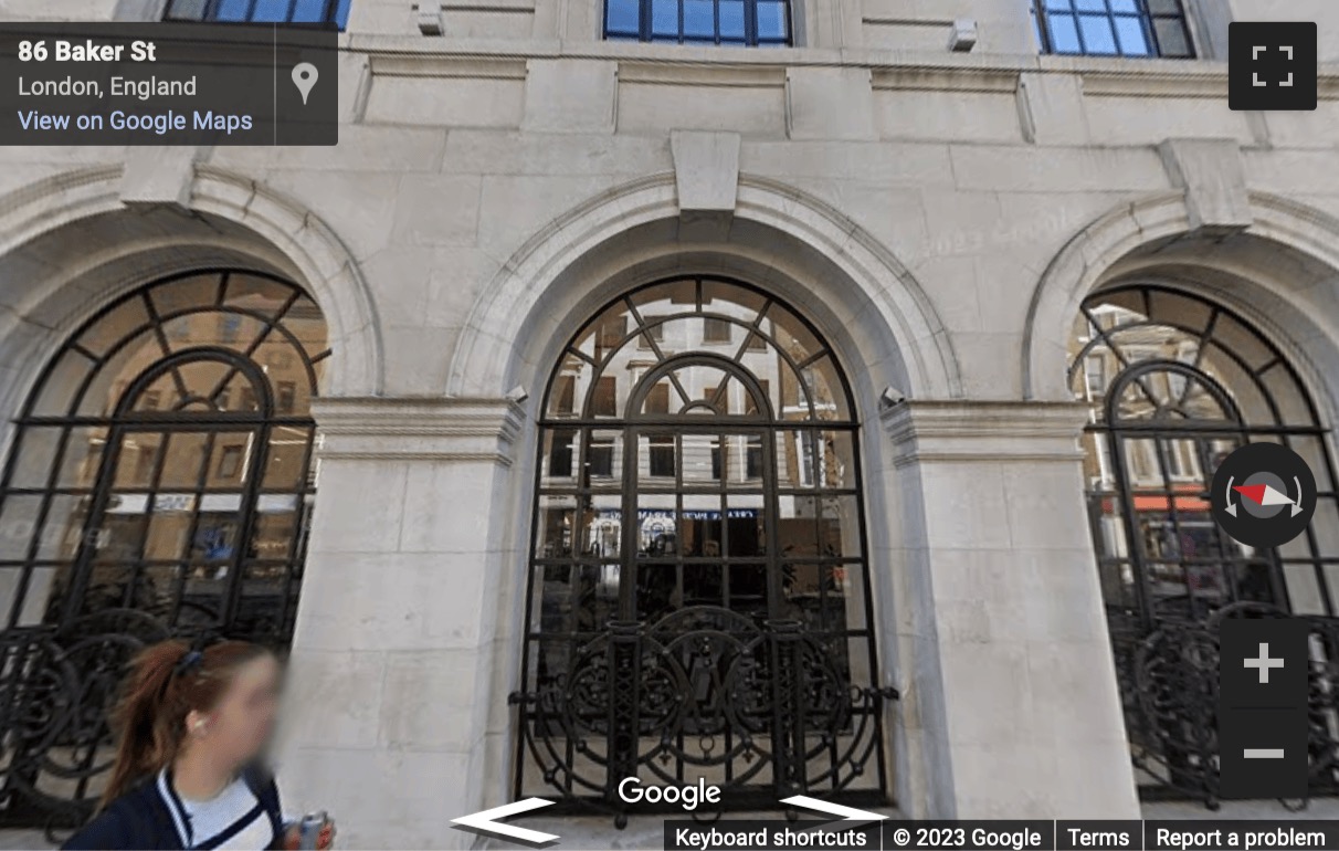 Street View image of 83 Baker Street, Central London, W1U, UK