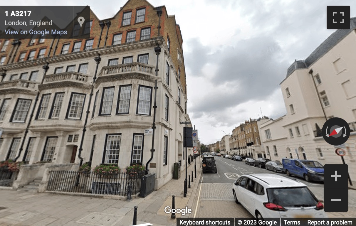 Street View image of 2 Eaton Gate, Kings Road, Victoria, Central London, UK