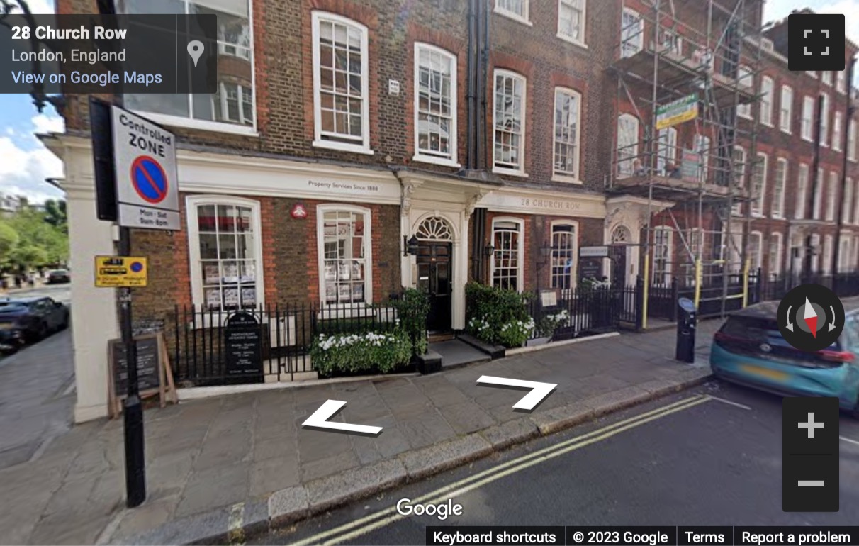 Street View image of 28 Church Row, Camden, Central London, NW3, UK