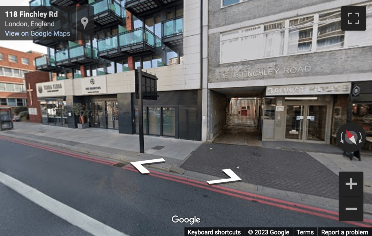 Street View image of Floors 1 & 2, Barkat House, 116-118 Finchley Road, Camden, London, NW3