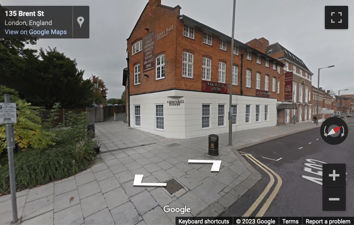 Street View image of Churchill House, 137 Brent Street, Hendon, London, NW4 (M1 J2)