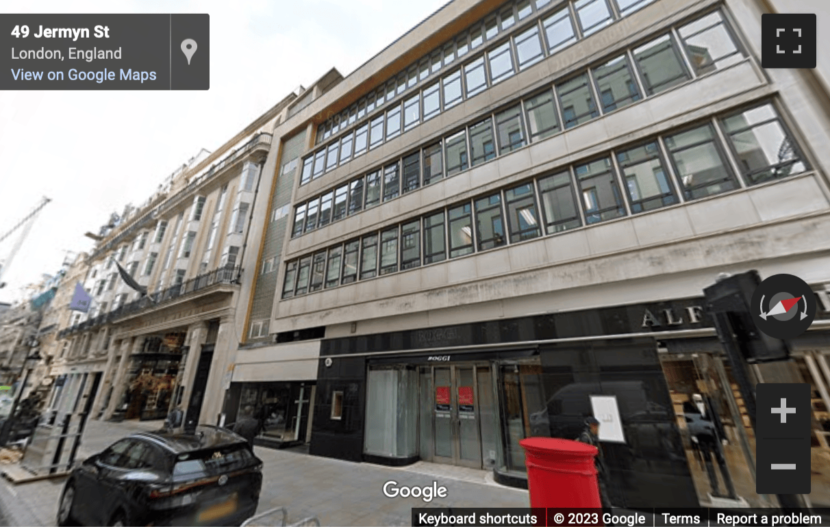 Street View image of 50 Jermyn Street, St James’s, Central London, SW1Y, UK