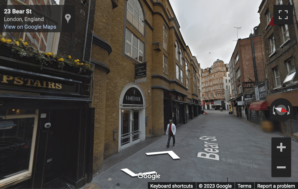 Street View image of Cameo House Business Centre, 11 Bear Street, Leicester Square, WC2H