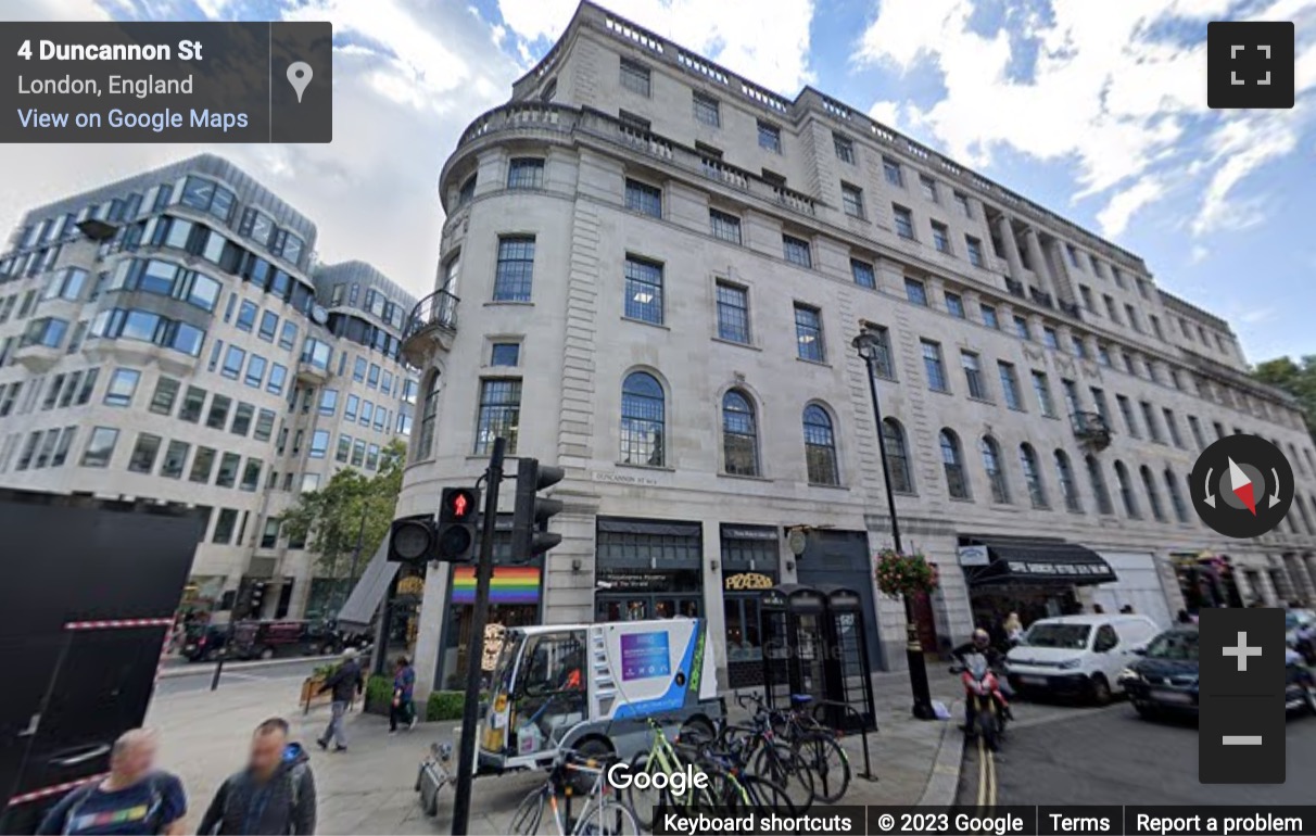 Street View image of Golden Cross House, Duncannon Street, Strand, London (near Trafalgar Square)