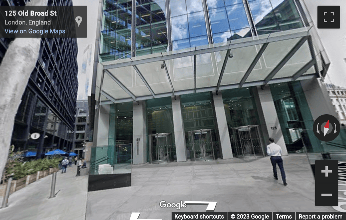 Street View image of 125 Old Broad Street, Bank, Central London, EC2N, UK