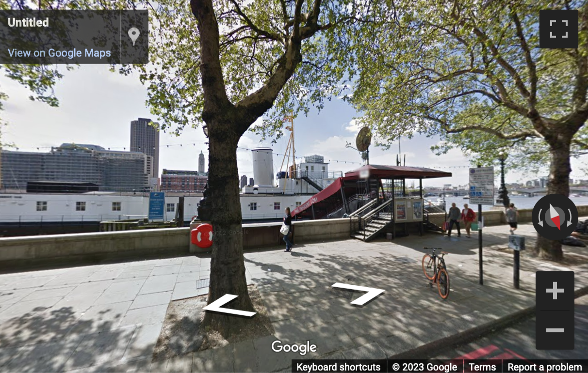 Street View image of HMS President -1918, Victoria Embankment, London, EC4Y (River boat offices)