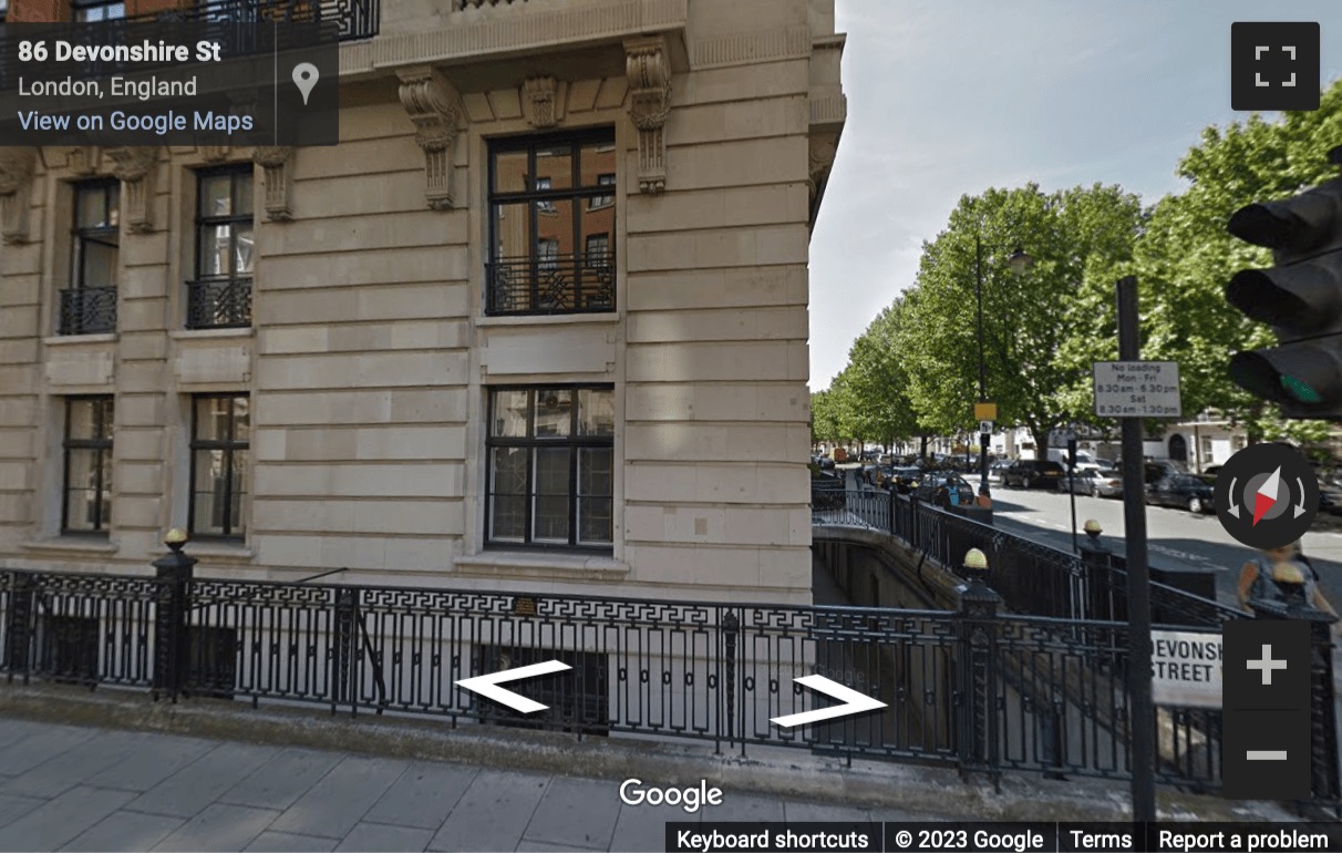 Street View image of 3 Devonshire Street, Regents Park, Central London, W1W, UK