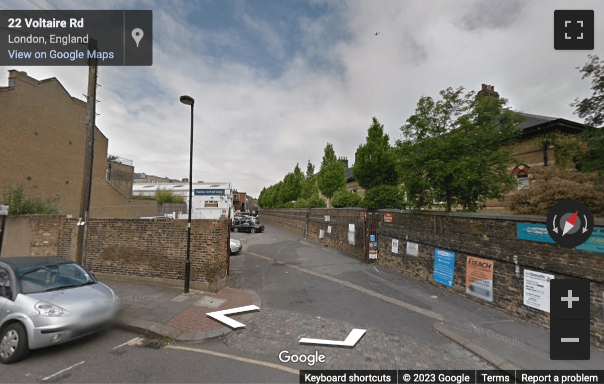 Street View image of Clapham North Art Centre, 26-32 Voltaire Road, Clapham, Lambeth, London, SW4