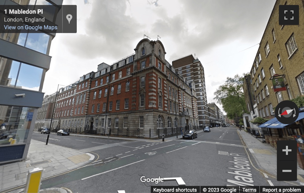 Street View image of Hamilton House, Mabledon Place, Bloomsbury, Central London, WC1H