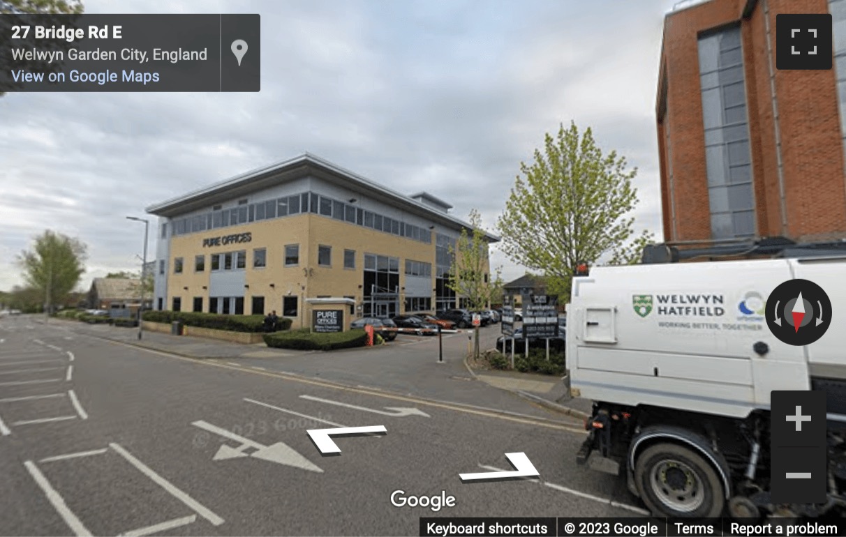 Street View image of Albany Chambers, 26 Bridge Road East, Welwyn Garden City, Hertfordshire