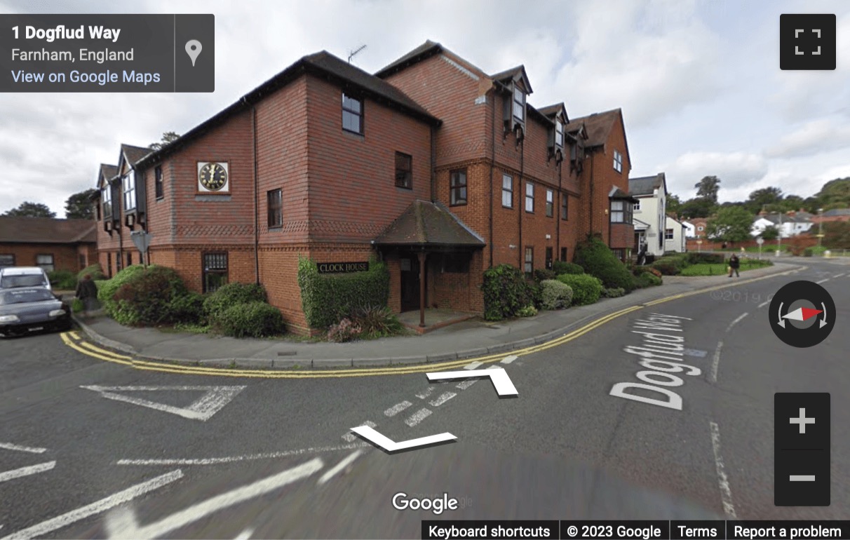 Street View image of 1 Clockhouse, Dogflud Way, Farnham, Surrey