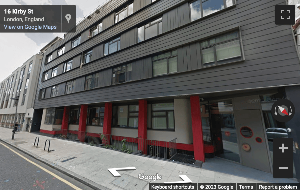 Street View image of 31, 35 Kirby Street, Camden, Central London, EC1N, UK