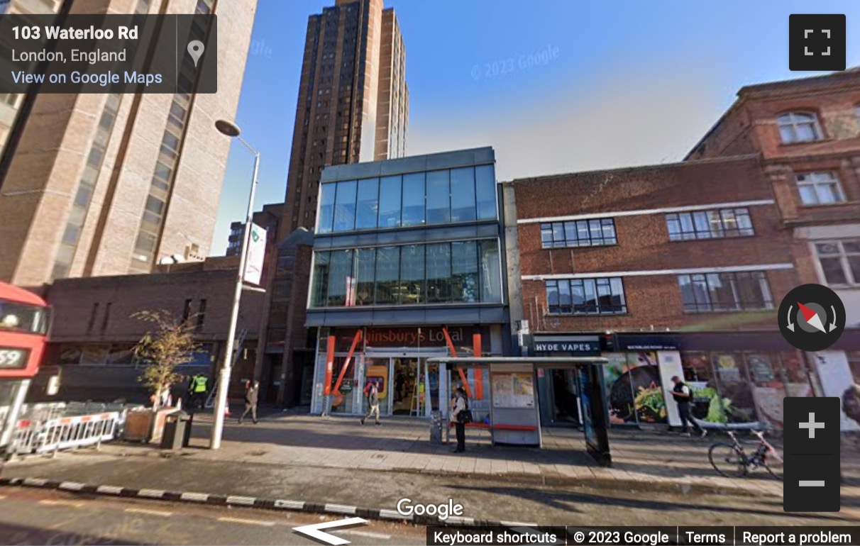 Street View image of 99 Waterloo Road, London, SE1, UK (Opposite Waterloo station)