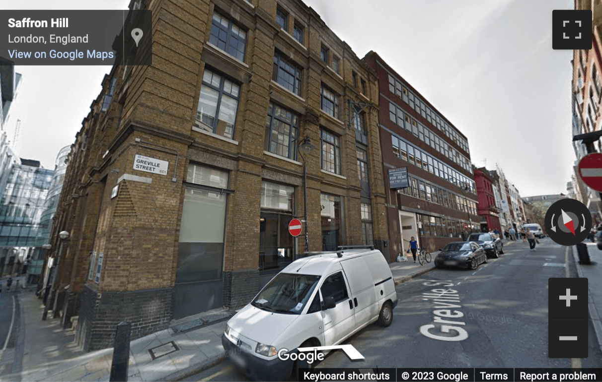 Street View image of 24 Greville Street, Clerkenwell, Islington, London, EC1N, UK