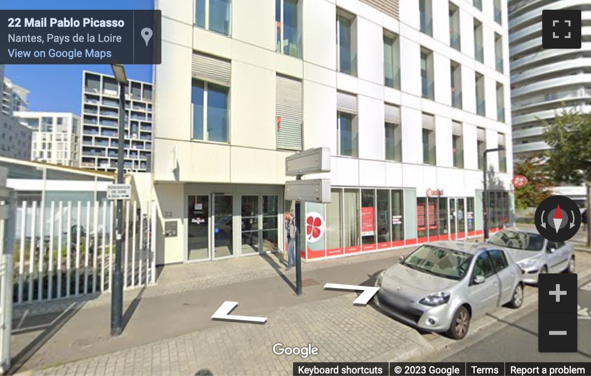 Street View image of Immeuble SKYLINE, 22, Mail Pablo Picasso, Nantes, Pays de la Loire, France