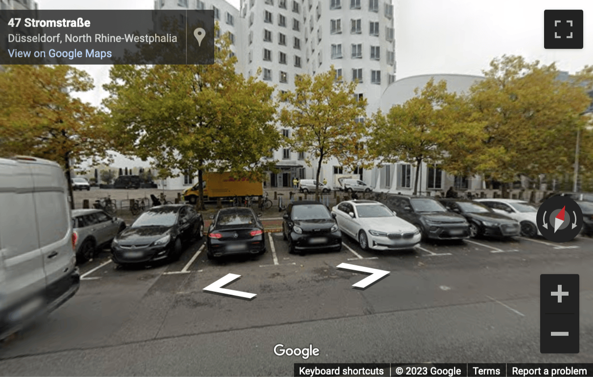 Street View image of Neuer Zollhof 3, Dusseldorf, Nordrhein Westfalen, Germany