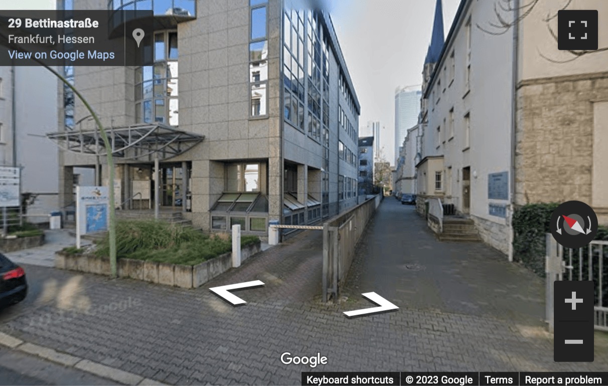 Street View image of Bettinastrasse 30, Frankfurt, Hessen, Germany