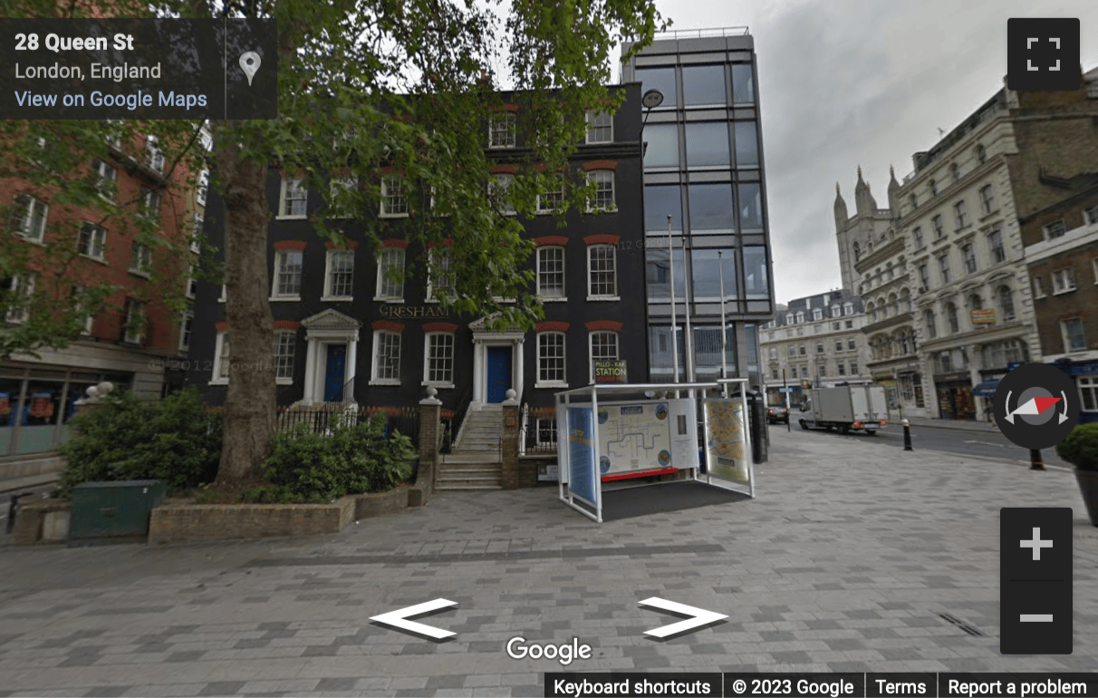 Street View image of 28 Queen Street, London, EC4R - modern offices in a period building