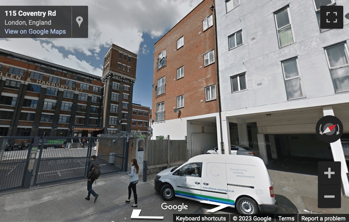 Street View image of Offices to rent in Bethnal Green, London - Pill Box, 115 Coventry Road, E2