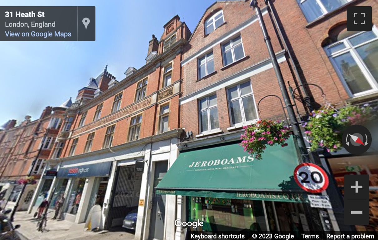 Street View image of 25-27 Heath Street, Central London, NW3, UK