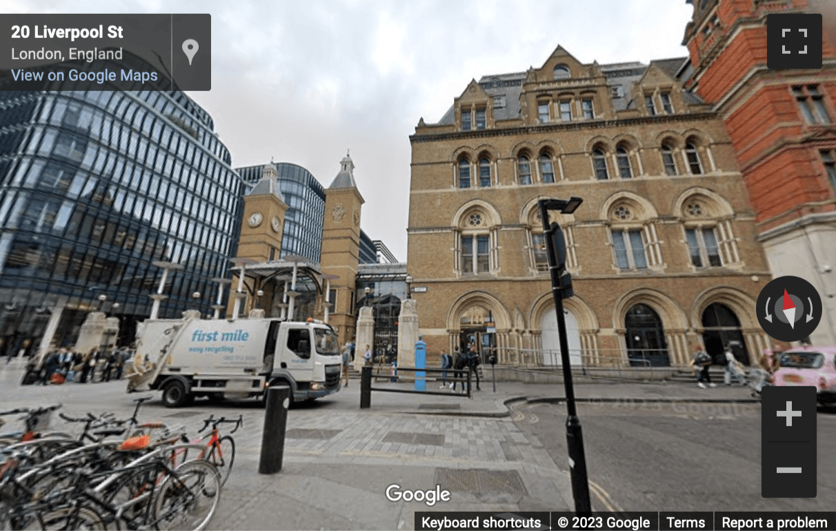 Street View image of 50 Liverpool Street, Central London, EC2M (near Liverpool Street Station)
