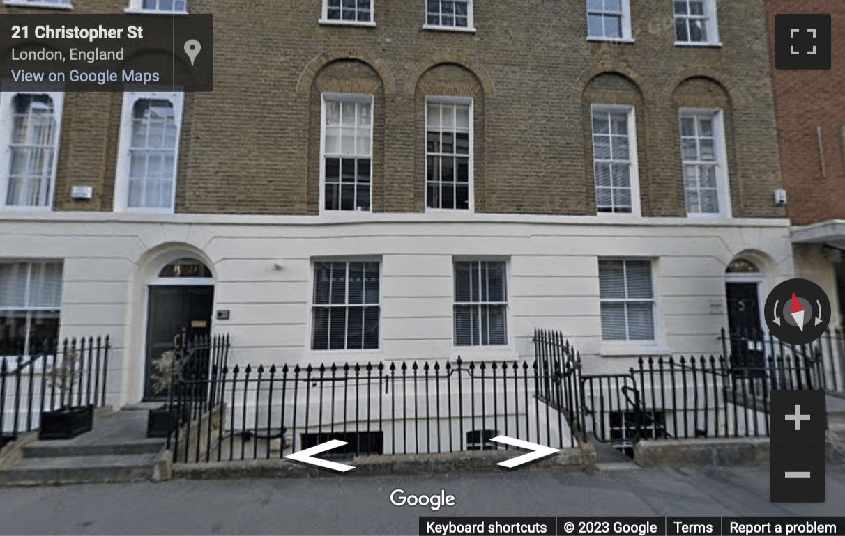 Street View image of 19-21 Christopher Street, Shoreditch, London, Central London, EC2A