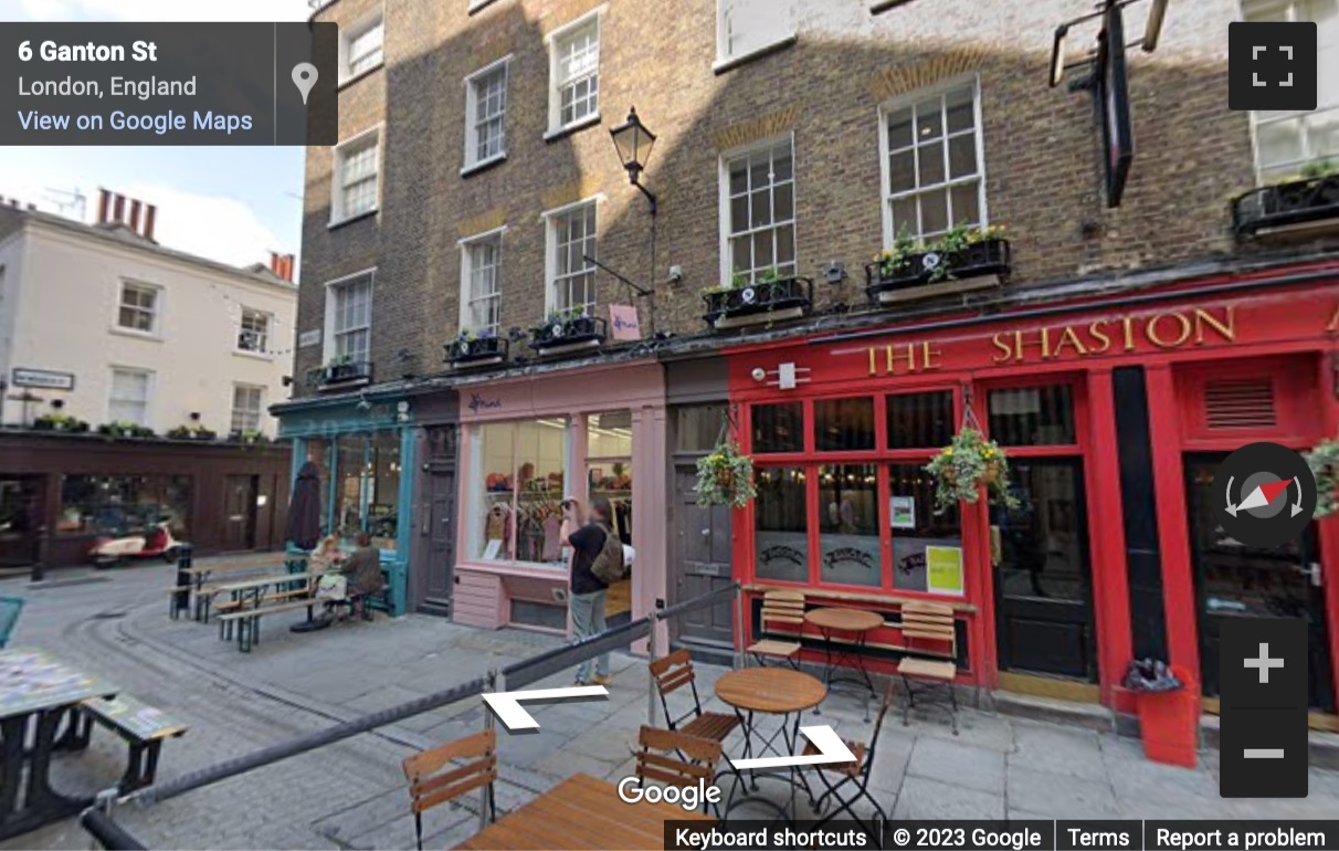 Street View image of 6-8 Ganton Street, Soho, Central London, ​W1F