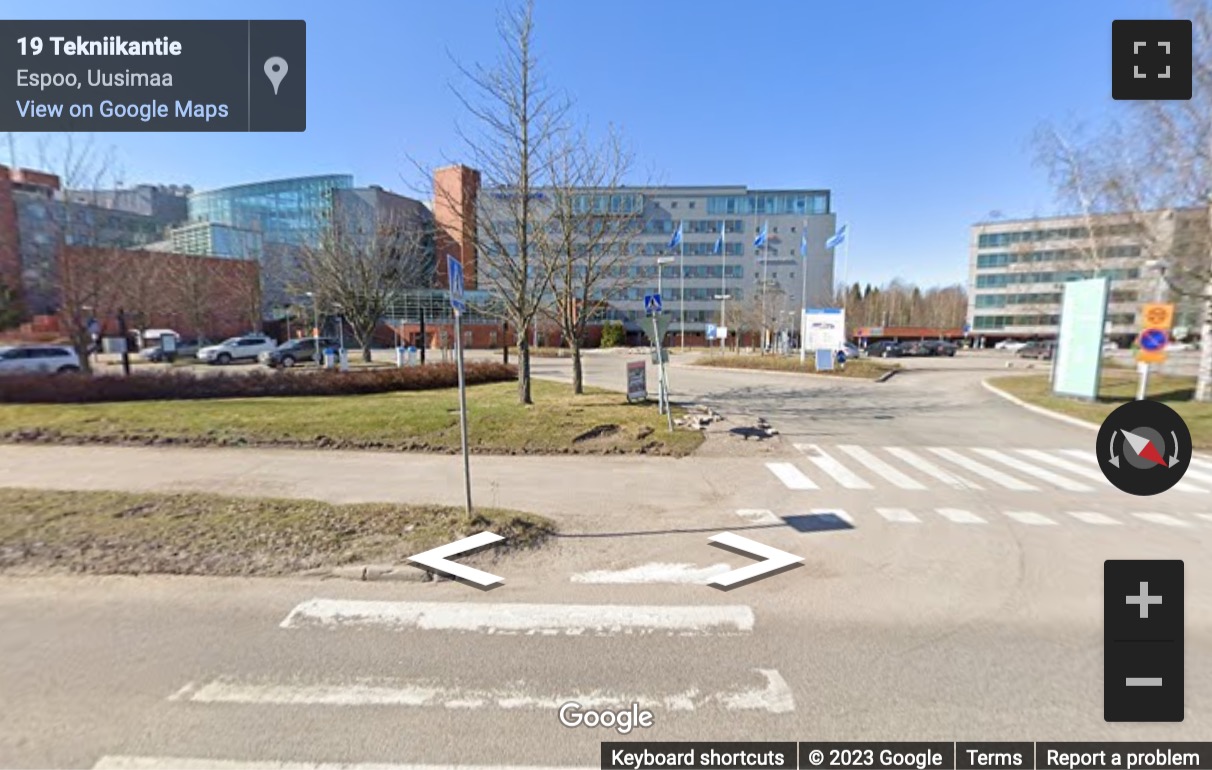 Street View image of Tekniikantie 12 and 14; Vaisalantie 2-8, Espoo, Finland