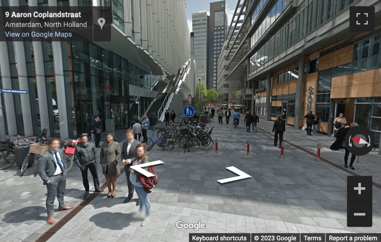 Street View image of Amsterdam, Vinoly, Gustav Mahlerplein, Aaron Coplandstraat 7, 1082 MA Amsterdam