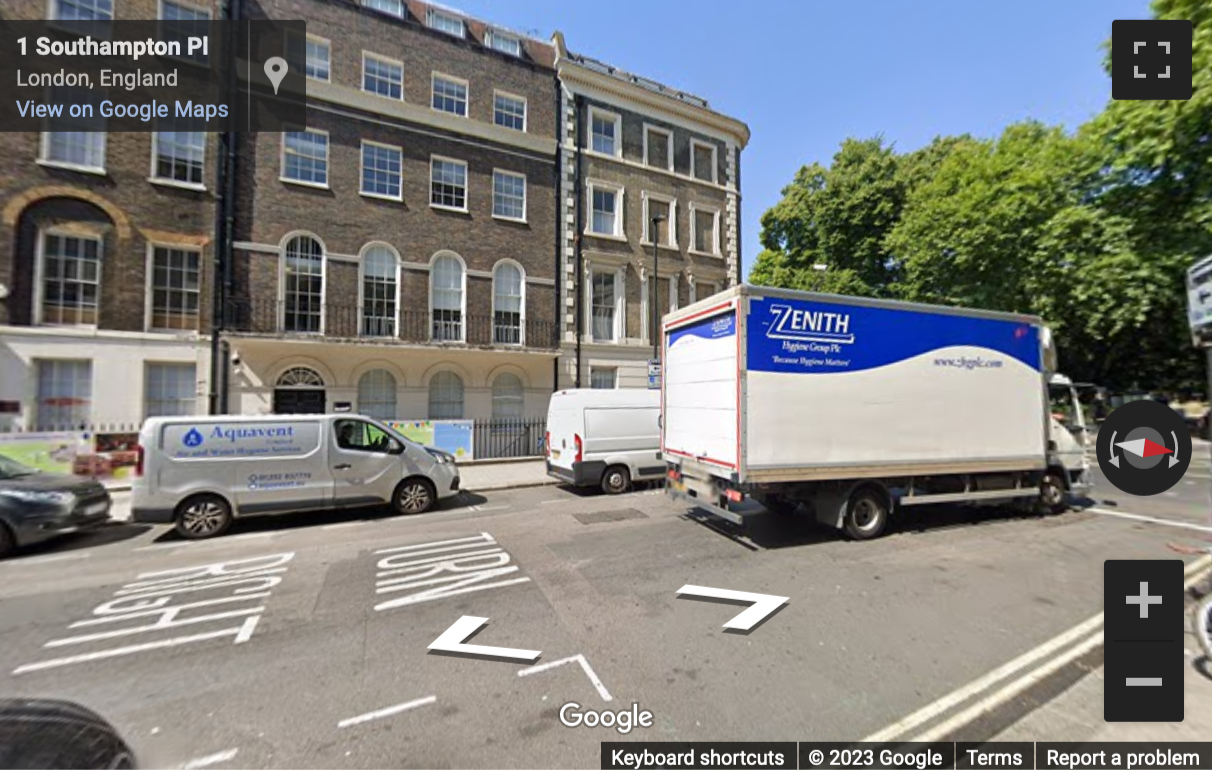 Street View image of 23 Southampton Place, Central London, WC1A